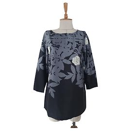 Marimekko Bluse Top Schwarz Grau Baumwolle Schwarz Grau