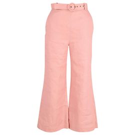 Calça Zimmermann Cassia em linho rosa Rosa