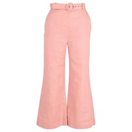 Zimmermann-Zimmermann Cassia Pants in Pink Linen-Pink