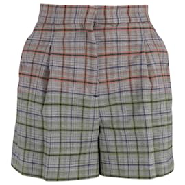 Sandro-Sandro Paris Plaid Wide-Leg Shorts in Grey Wool-Grey
