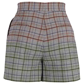 Sandro-Sandro Paris Plaid Wide-Leg Shorts in Grey Wool-Grey