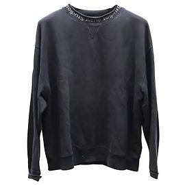 Suéter de algodón negro con cuello redondo y logo en el cuello de Acne Studios Negro