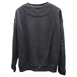 Acne-Acne Studios Logo Collar Crewneck Sweater in Black Cotton-Black