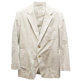 Blazer Peito Único Dries Van Noten em Algodão Creme Branco Cru