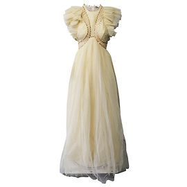 Zimmermann Glitter Dancer Tüllkleid mit Rüschen aus cremefarbenem Polyamid Weiß Roh