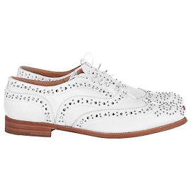 Church's Embellished Crystal Brogues in White Leather  White