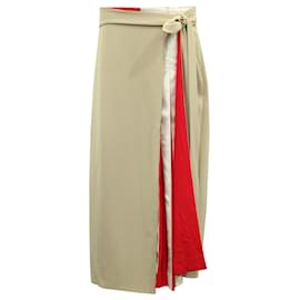 Diane Von Furstenberg-Diane Von Furstenberg Pleated Wrap Style Skirt in Beige Triacetate-Beige