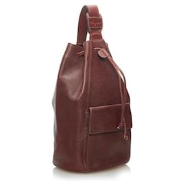 Salvatore Ferragamo-Sac à bandoulière en cuir à cordon-Marron