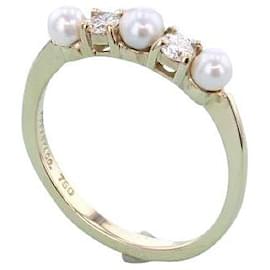Tiffany & Co-Tiffany y compañia. (Tiffany) Anillo de perlas con diamantes 750Anillo de joyería de la marca YG 750YG-Otro