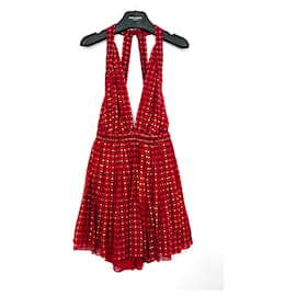 Saint Laurent-Saint Laurent Spring 2019 Red Silk Mini Dress-Red,Dark red