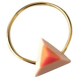 Fendi Rainbow Pyramid Ring Pink Golden Orange