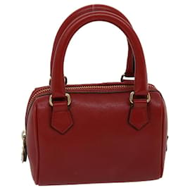 Céline-CELINE mini Hand Bag Leather Red Auth 30976-Red