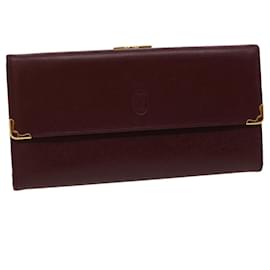 Cartier-CARTIER Long Wallet Leather Red Auth 30964a-Red