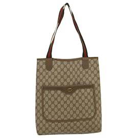 Gucci-GUCCI GG Canvas Web Sherry Line Tote Bag Beige Green Red Auth th2850-Red,Beige,Green