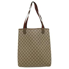 Gucci-GUCCI GG Canvas Web Sherry Line Tote Bag Beige Green Red Auth th2850-Red,Beige,Green