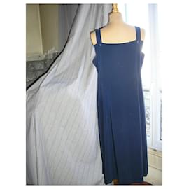 Courreges-Dry wool dress.-Dark blue