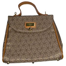 Courreges Mini sac monogramme toile & cuir. Beige
