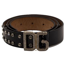 Dolce & Gabbana Nietengürtel mit DG-Schnalle - Größe 80 Schwarz