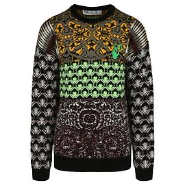 Off White Persischer Fantasy-Wollpullover Mehrfarben