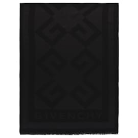 Givenchy Sciarpa in seta con logo monogramma Nero