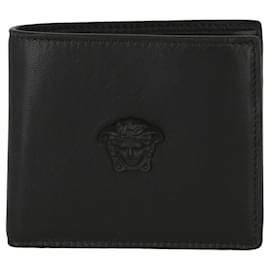 Versace-Versace La Medusa Leather Bi-Fold Wallet-Black