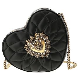 Dolce & Gabbana Bolsa transversal de couro devotion coração Preto