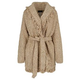 Alanui Bestickter Papagei-Cardigan mit Fransen Beige