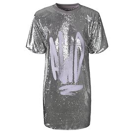 Off White Off-White Sequin Shirt Dress Silvery Metallic