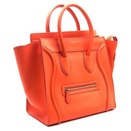 Céline-Céline Luggage mini bag in fluro orange leather-Orange