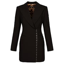 Dolce & Gabbana-lined-Breasted Wool Jacket-Black