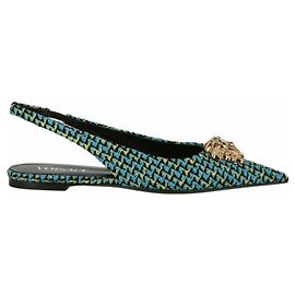 Versace La Medusa Tweed Flats Multicolor