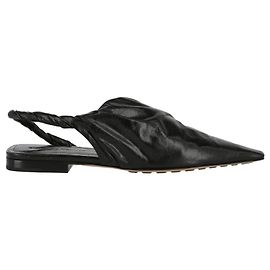 Bottega Veneta Point Leder Slingback Flats Schwarz