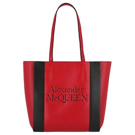 Bolsa tote de couro com assinatura Alexander McQueen Vermelho