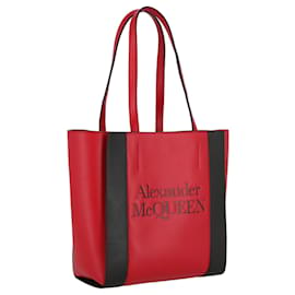 Alexander Mcqueen-Signature Leather Tote Bag-Red