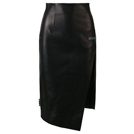 Off White Bleistiftrock aus Leder Schwarz