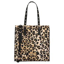 Moschino-Moschino Leopard Print Tote Bag-Beige