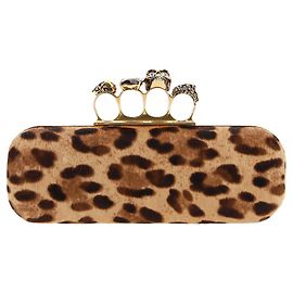 Clutch de couro com detalhe de caveira Alexander McQueen Marrom