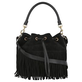 Saint Laurent Borsa a tracolla Emmanuelle con frange Nero