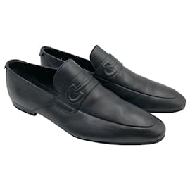 Gucci-Gucci loafers in black leather with leather horsebit-Black