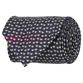 Salvatore Ferragamo-Salvatore Ferragamo Sunglass-Print Silk Necktie-Blue