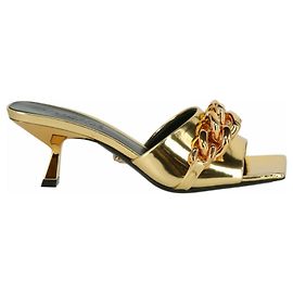Versace Mules en cuir La Medusa Doré Métallisé