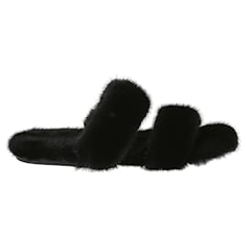 Saint Laurent-Mens Bleach Mink Fur Slides-Black