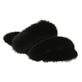 Saint Laurent-Mens Bleach Mink Fur Slides-Black