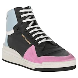 Saint Laurent-Mens SL24 Mid-Top Sneakers-Black