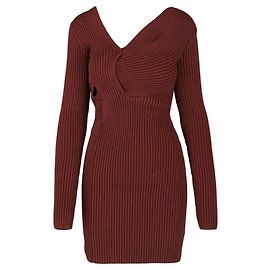 Bottega Veneta V-Ausschnitt Twist Strickpullover Braun Rot