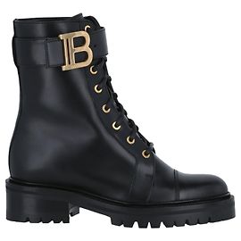 Balmain Ranger Romy Leather Combat Boots Black