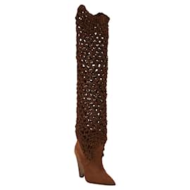 Saint Laurent-Soho Niki Thigh High Boots-Brown