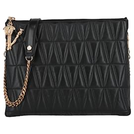 Versace-Versace Virtus Leather Shoulder Bag-Black
