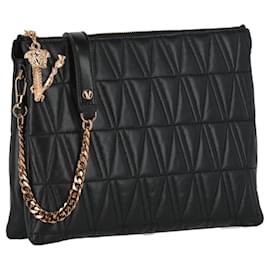 Versace-Versace Virtus Leather Shoulder Bag-Black