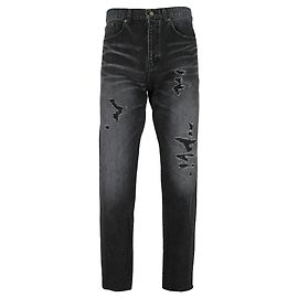 Saint Laurent Distressed Baggy Jeans Black